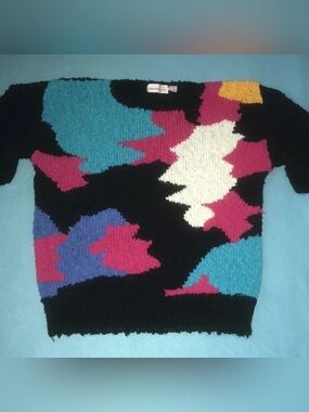 COLLECTIONS PLUS vintage knit chunky color block 1980’s soft sweater size L